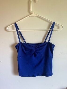 Blue Ruched Cami Tank Top - Women